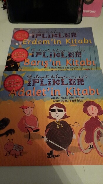 3 kitap çocuklar için iplikler serisi Adalet Barış ve Erdem'in k
