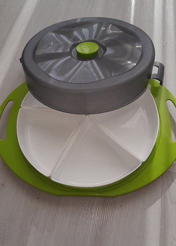 Bölmeli Gri yesil beyaz Kapaklı kahvaltı saklama kabı