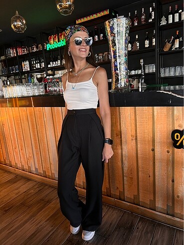 ASOS BÜRÜMCÜK KETEN KRUVAZE PİLE DETAY PANTOLON KALIP KUMAŞ