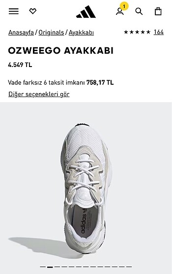 37,5 Beden Adidas Spor ayakkabı OZWEEGO