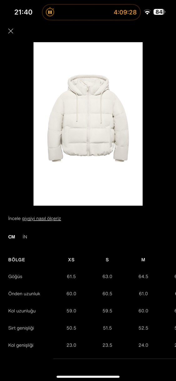 ZARA Beyaz Kapüşonlu Kadın Kışlık Mont - Görsel 3