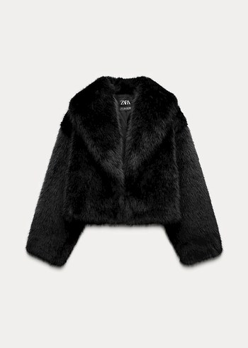 Kadın Siyah Kürk Detaylı Midi Kaban - Görsel 2