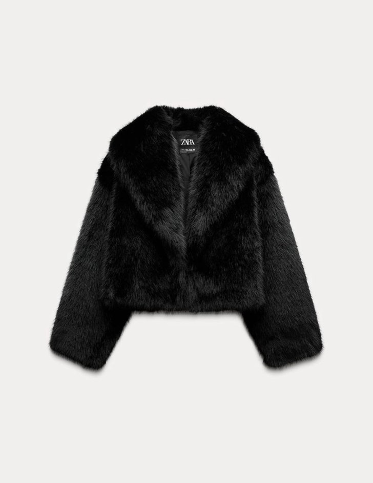 Kadın Siyah Kürk Detaylı Midi Kaban - Görsel 2