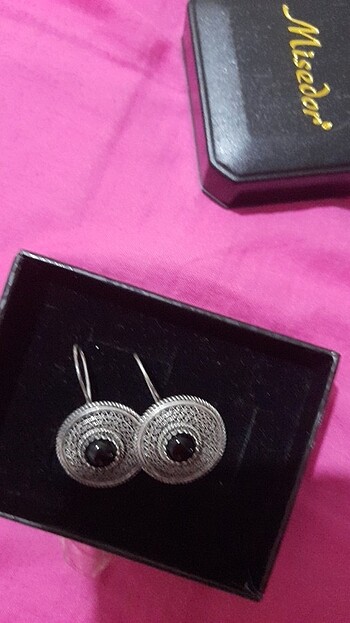 Sterling silver Oltu taşı kupe
