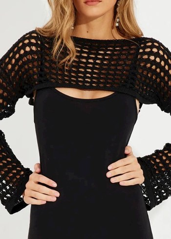Crop kazak / Siyah ajurlu bolero