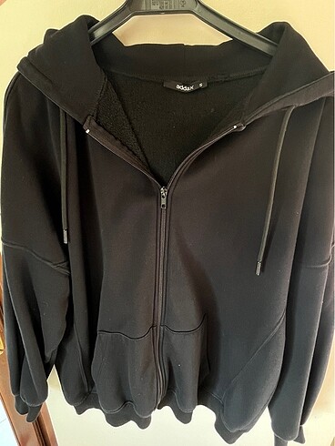addax oversize siyah hırka fermuarlı sweatshirt