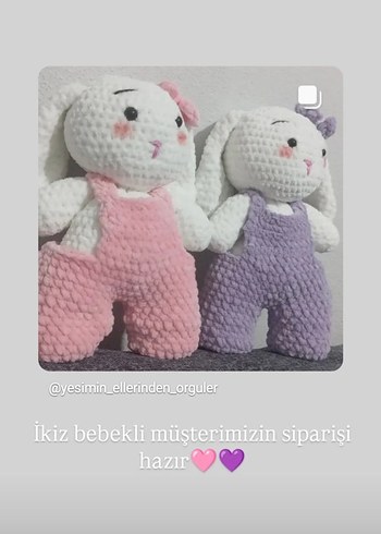 Pastel Renkli İkiz Tavşan Peluş Oyuncaklar