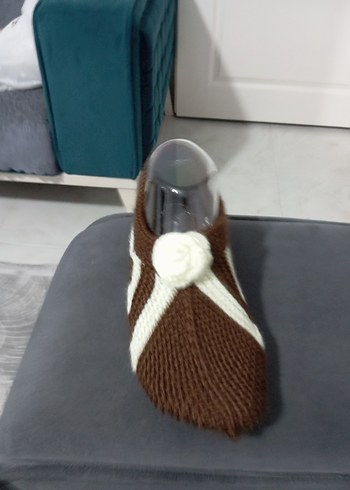 Kahverengi Örgü Kadın Patik