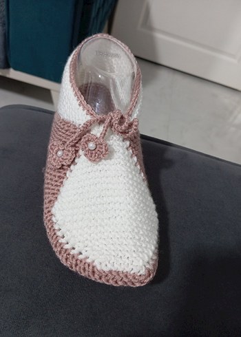Beyaz Örgü Stiletto Topuklu Kadın patik