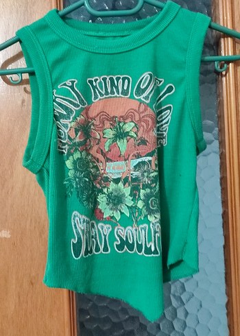 Yeşil Baskılı Kısa Kollu Kız Tişörtü - Görsel 2