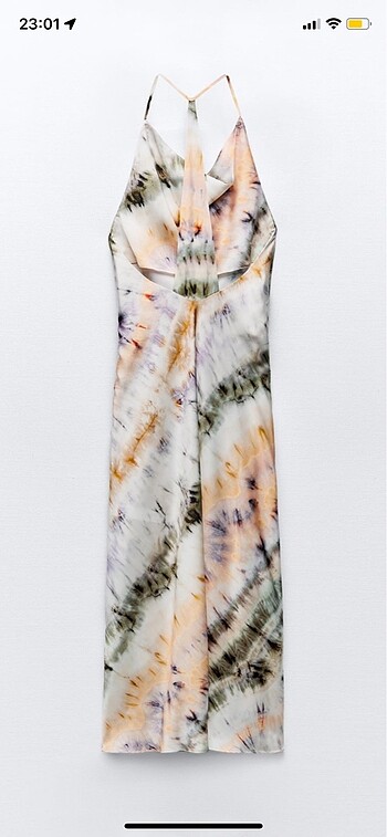 Zara Zara Yeni Batik Desenli XL Beden Saten Gece Elbisesi