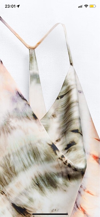 xl Beden Zara Yeni Batik Desenli XL Beden Saten Gece Elbisesi