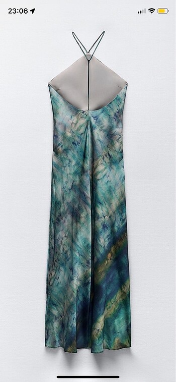 Zara Zara Yeni Batik Desenli M Beden Saten Gece Elbisesi