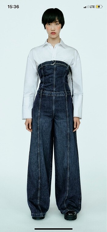 Zara XS Beden Denim Tulum