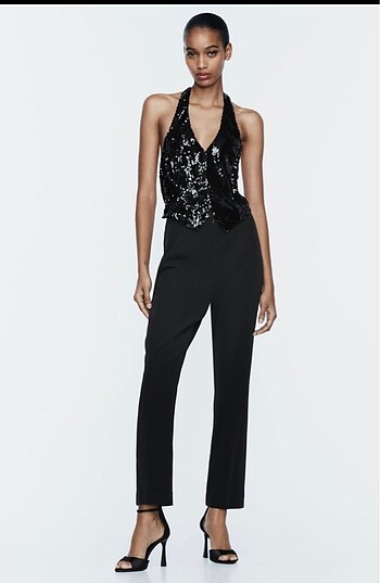 Zara Pullu Yelekli M Beden Tulum