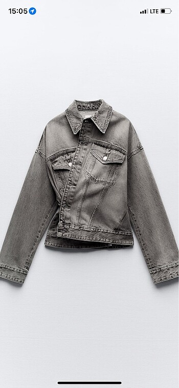 xl Beden Zara Trf Gri Denim Kot Ceket XL-XXL
