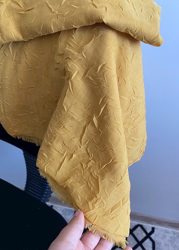 Hardal Sarı Bambu Şal - Görsel 3