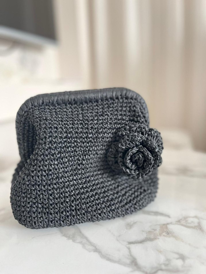 Siyah Örgü Kadın El Çantası - Görsel 3