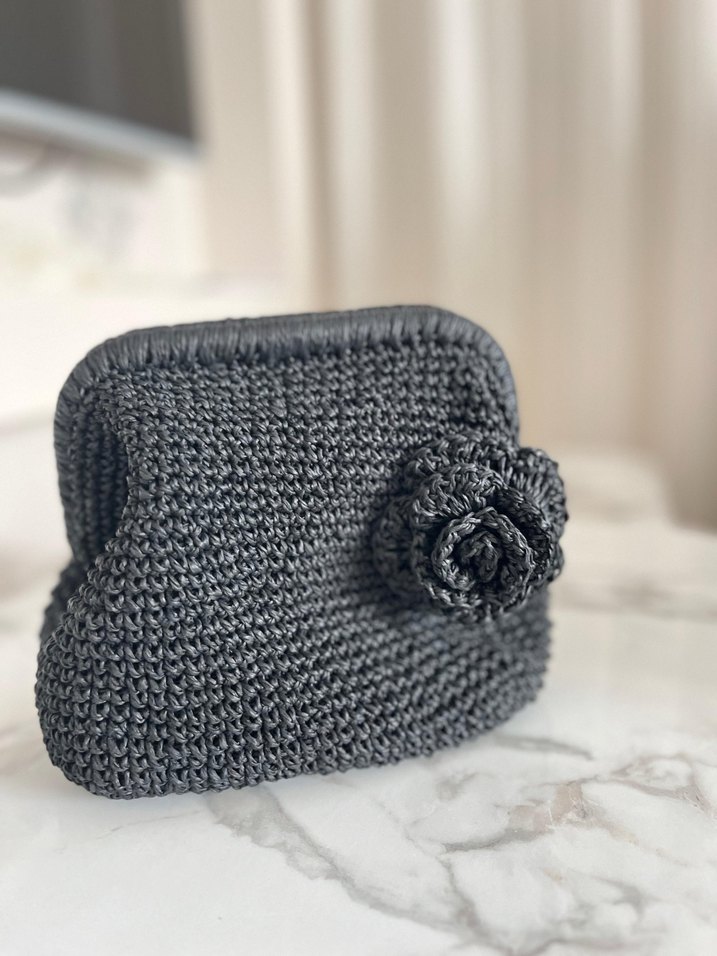 Siyah Örgü Kadın El Çantası - Görsel 2