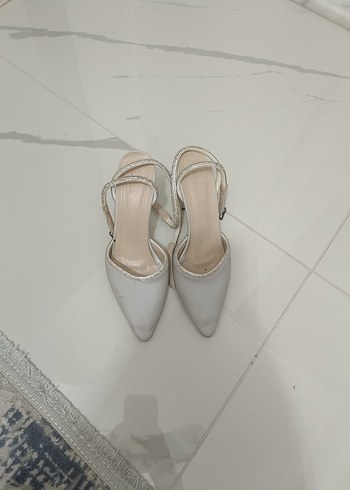 Gümüş Stiletto Topuklu Kadın Abiye Ayakkabı