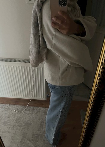 Zara Krem Midi Kadın Ceket