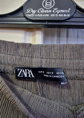 Zara Gri Keten Kadın Pilili Pantolon S Beden