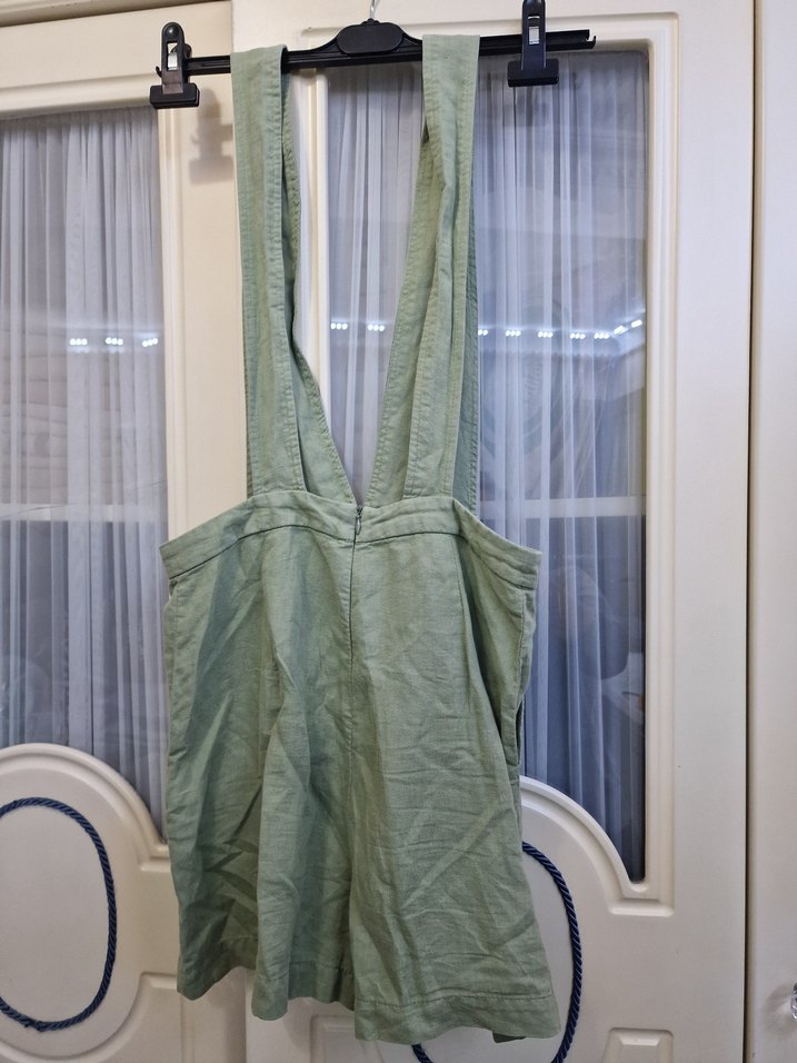 Keten Düğmeli Askılı Tulum - Görsel 3