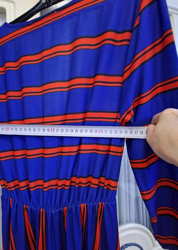 Çizgili V Yaka Uzun Hamile Elbisesi - Görsel 5