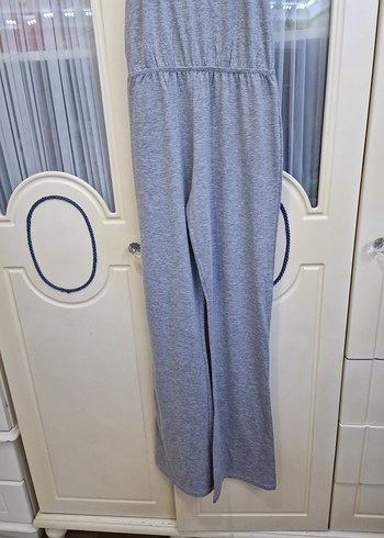 Gri Pamuklu Askılı Hamile Tulum - Görsel 2