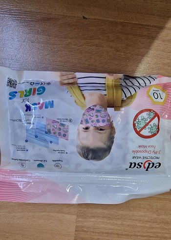 Çocuklar İçin Renkli Pastel Desenli Maske 10'lu - Görsel 2