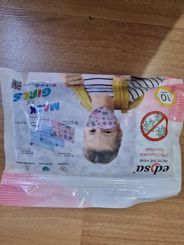 Çocuklar İçin Renkli Pastel Desenli Maske 10'lu - Görsel 2