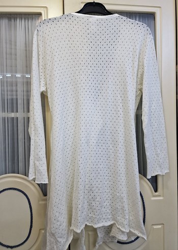 Nakışlı Beyaz Midi Kadın Sabahlık - Görsel 5