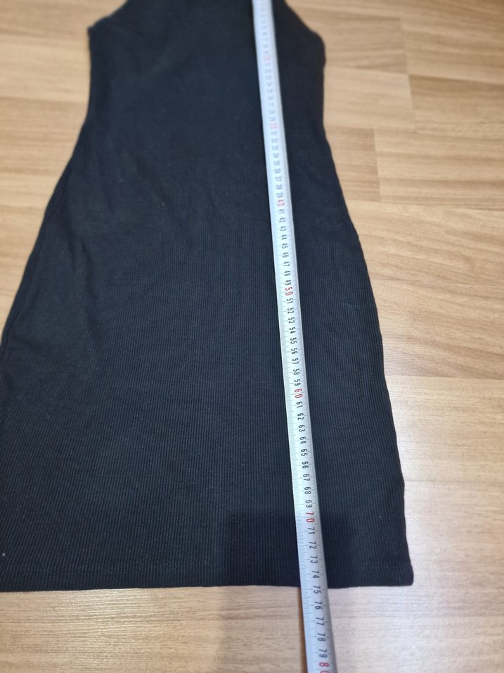 Siyah İnce Askılı Midi Örme Elbise - Görsel 3