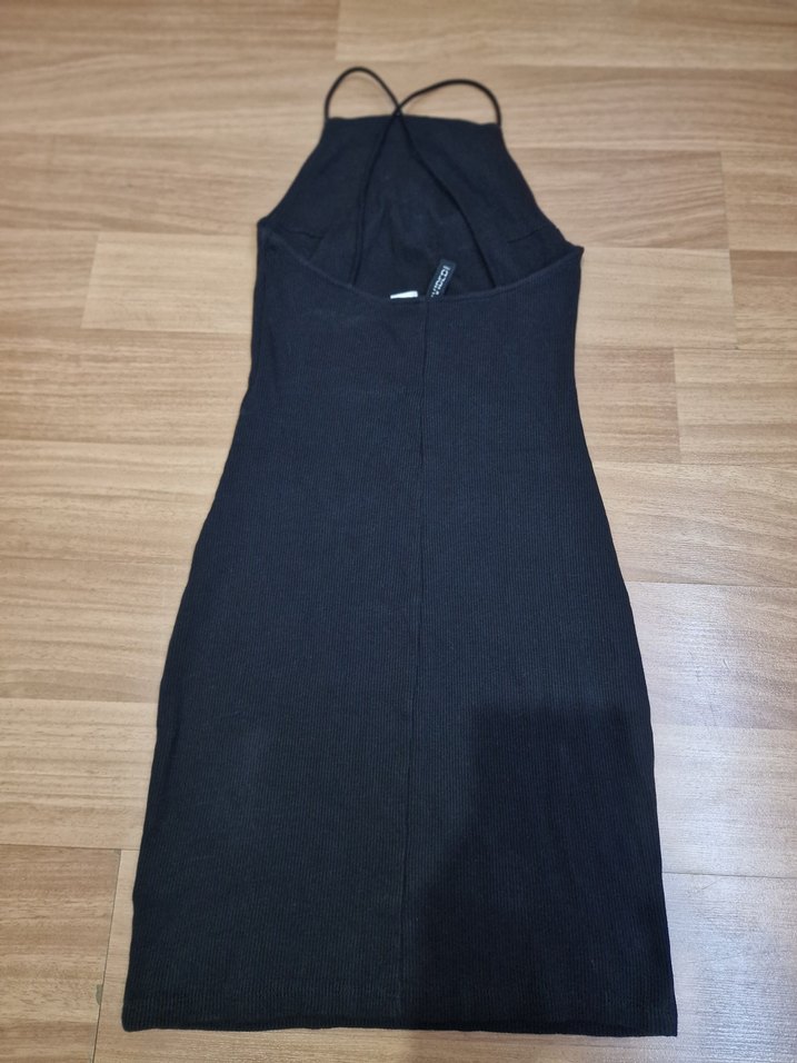 Siyah İnce Askılı Midi Örme Elbise - Görsel 5