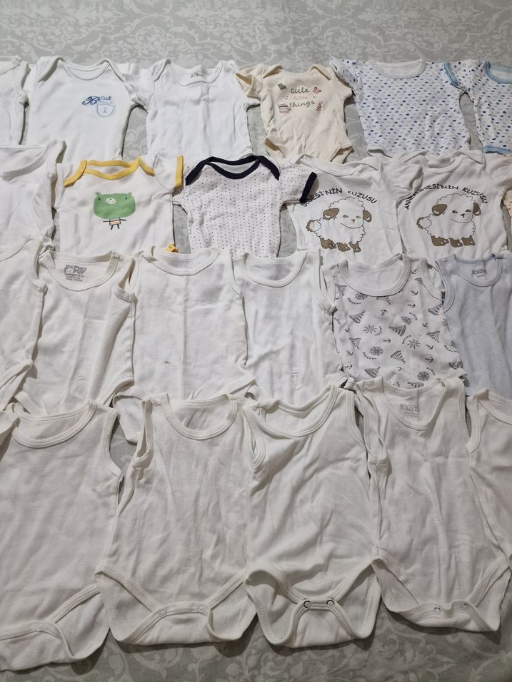 Bebek Erkek Kısa Kollu Beyaz Body - Görsel 3