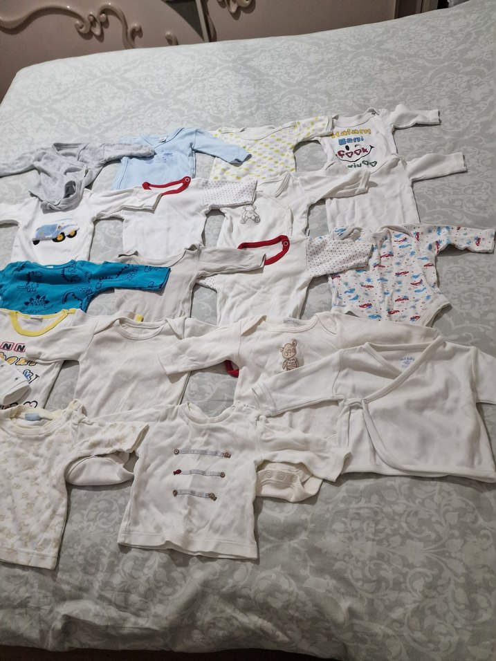 Bebek Erkek Kısa Kollu Beyaz Pamuklu Body - Görsel 2