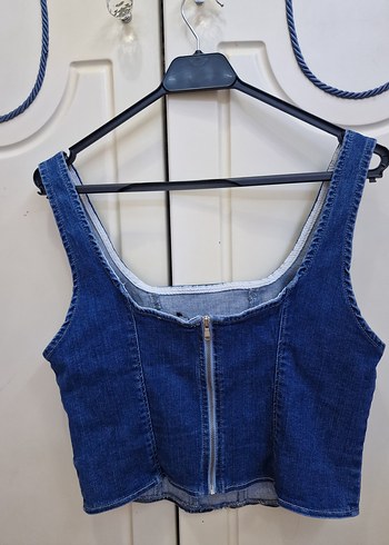 l Beden Mavi Denim Kadın Bustiyer, Midi Boy, Straplez