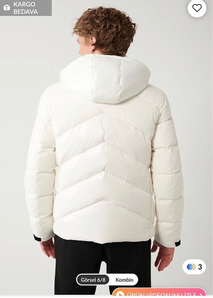 Avva Erkek Kaz Tüyü Beyaz Mont Kaban - Görsel 5