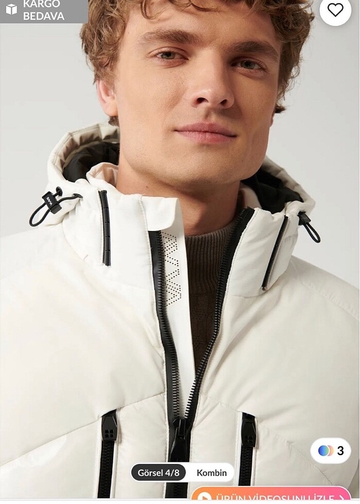 Avva Erkek Kaz Tüyü Beyaz Mont Kaban - Görsel 4