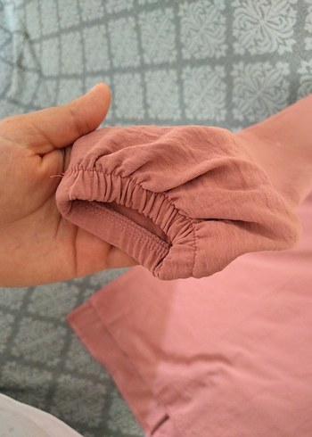 38 Beden pembe Renk Düğmeli Uzun Kollu Pembe Hamile Gömleği