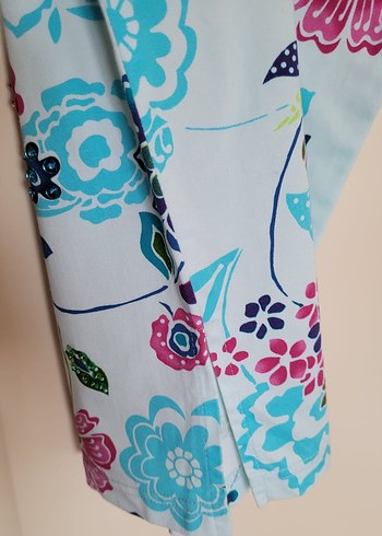 Çiçek Desenli Pamuklu Bohem Kadın Pantolon - Görsel 8