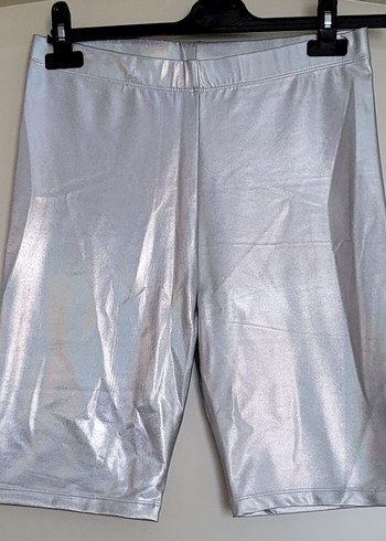 Twist Parlak Gümüş Biker Tayt - Görsel 4