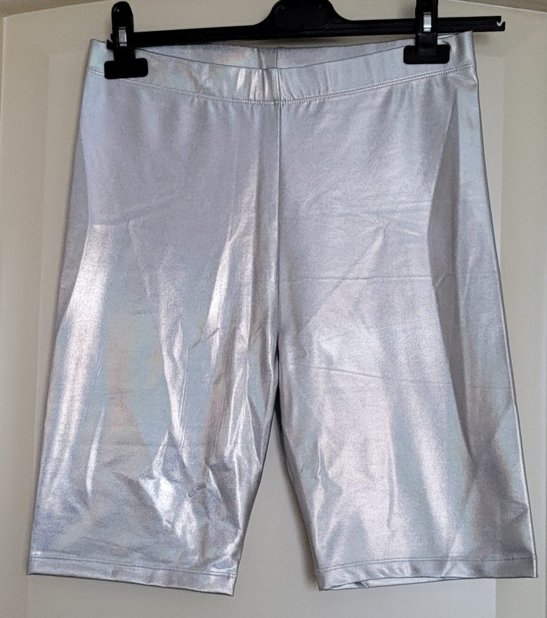 Twist Parlak Gümüş Biker Tayt - Görsel 4