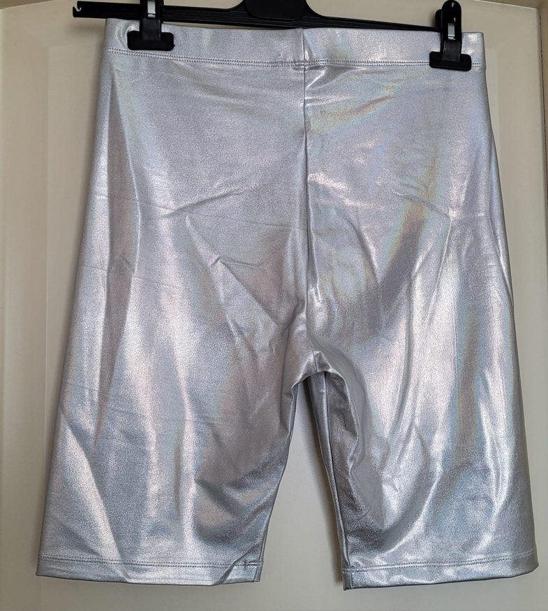 Twist Parlak Gümüş Biker Tayt - Görsel 3