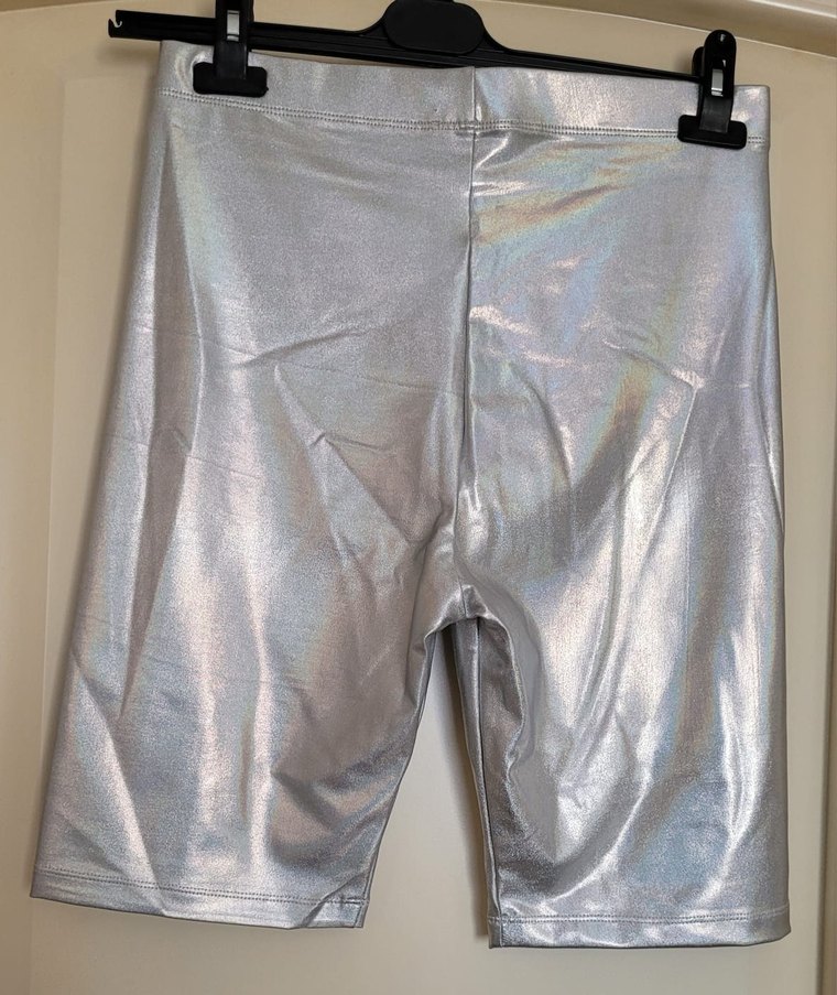 Twist Parlak Gümüş Biker Tayt - Görsel 5