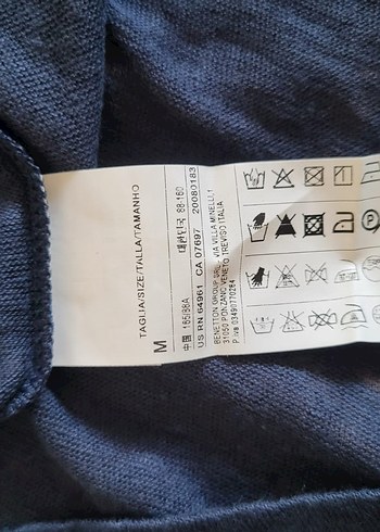 Benetton Lacivert Keten Kısa Kollu Bluz - Görsel 9