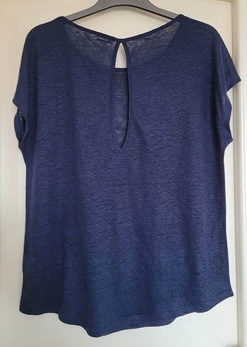 Benetton Lacivert Keten Kısa Kollu Bluz - Görsel 8