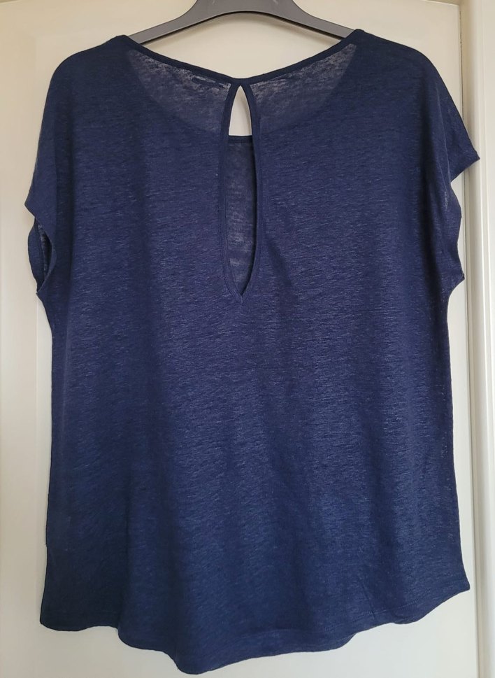 Benetton Lacivert Keten Kısa Kollu Bluz - Görsel 2