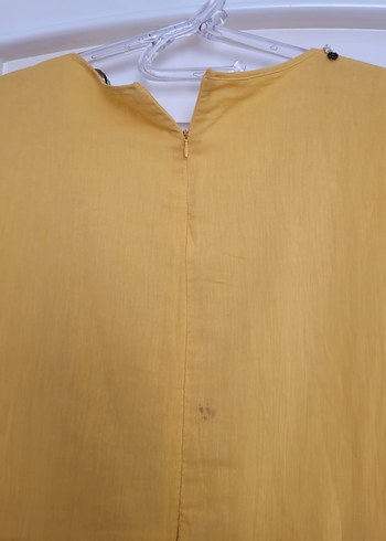 Sarı Bohem Nakışlı Uzun Keten Elbise - Görsel 6