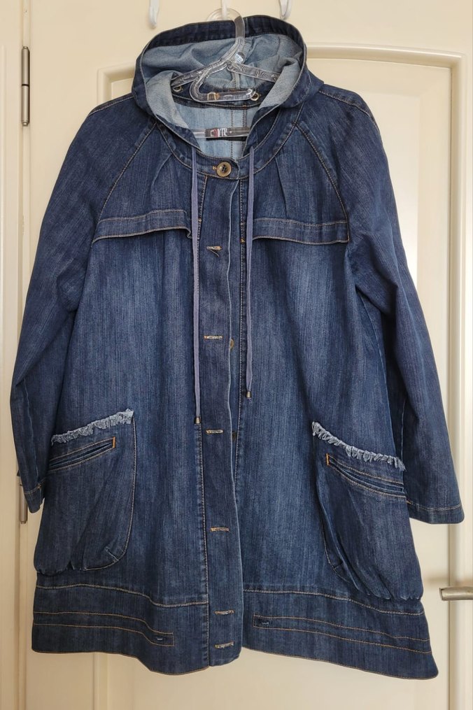 Düğmeli Lacivert Kadın Denim Trençkot/Pardesü - Görsel 2